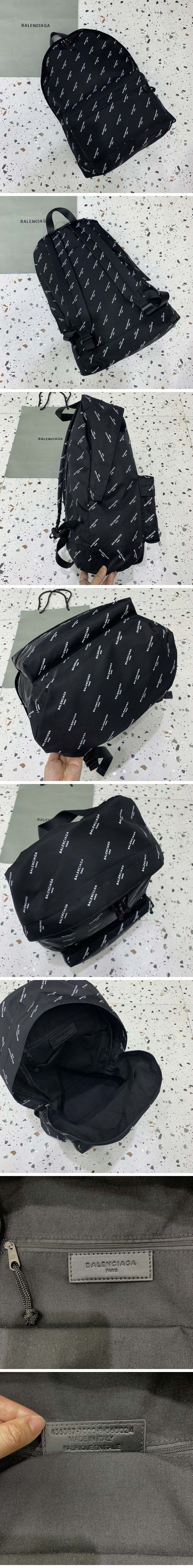 Balenciaga バレンシアガ Logo Pattern Nylon Backpack ロゴパターン ナイロン バックパック ブラック