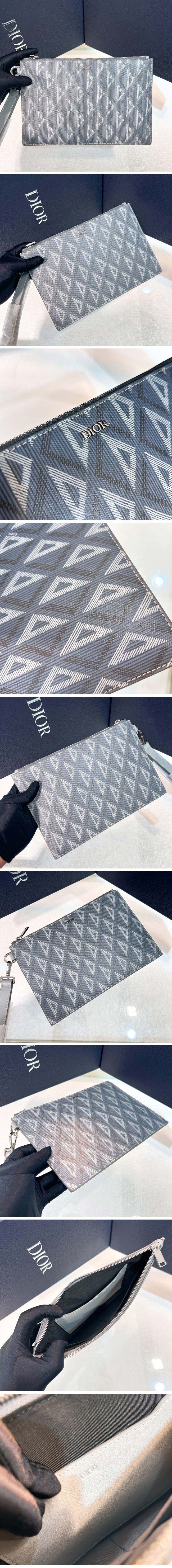 Dior ディオール Essentials A5 Poach CD Diamond クラッチバッグ CDダイヤモンド グレー