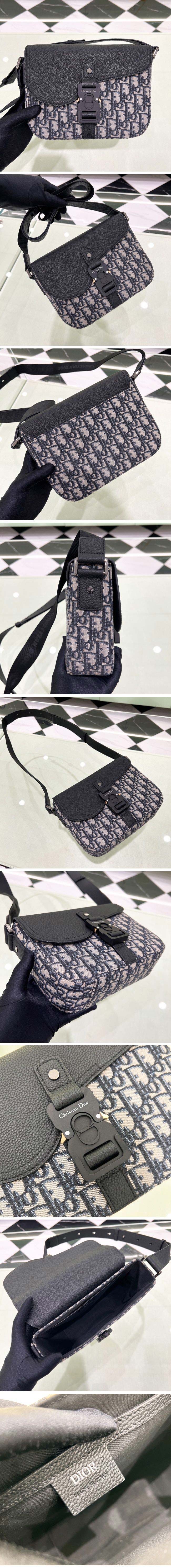 Dior ディオール Saddle Mini Messenger Bag Oblique Jacquard サドル ミニ メッセンジャーバッグ オブリークジャガード＆ブラックグレインドカーフスキン