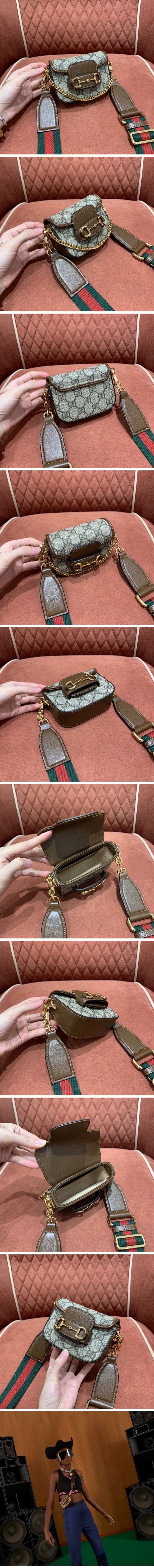 Gucci グッチ Horsebit 1955 ホースビット ストラップウォレット 699760 ベージュ＆エボニー