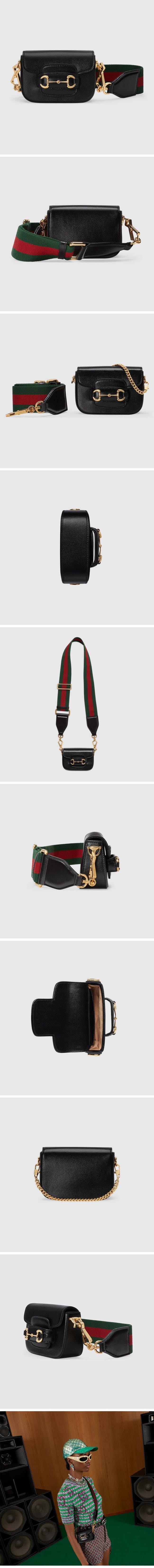 Gucci グッチ Horsebit 1955 ホースビット ストラップウォレット 699760 レザーブラック