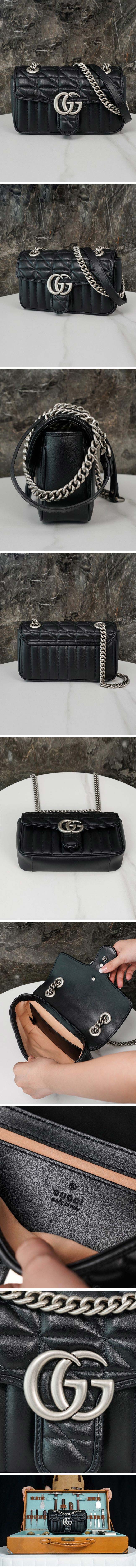 Gucci グッチ GG Marmont Matelasse Small bag 446744 マーモント マテラッセ スモールバッグ ブラック