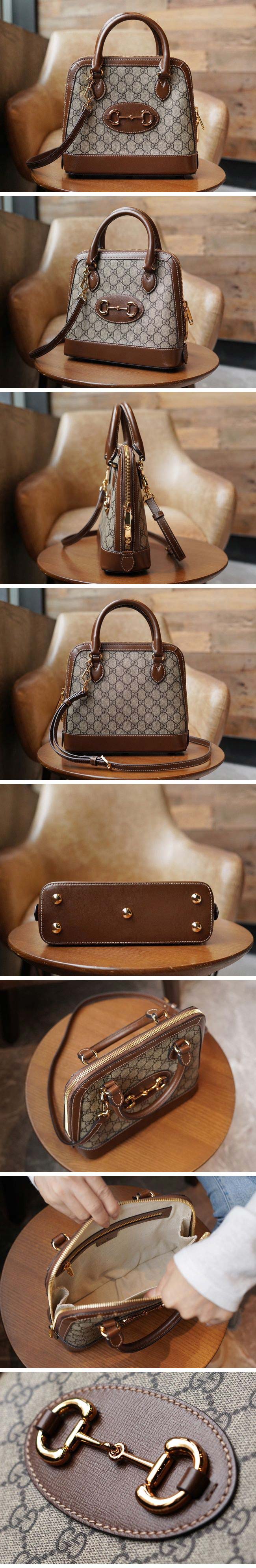 Gucci グッチ Horsebit 1955 Small Top Handle Bag 621220 ホースビット 1955 スモール  トップハンドルバッグ GG ベージュ/エボニー