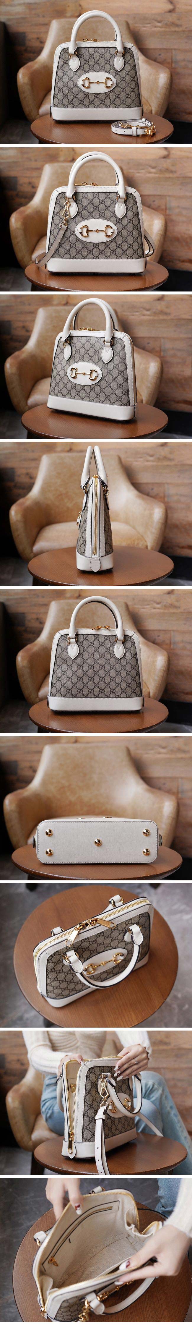 Gucci グッチ Horsebit 1955 Small Top Handle Bag 621220 ホースビット 1955 スモール トップハンドルバッグ GG GG ベージュ/ホワイト