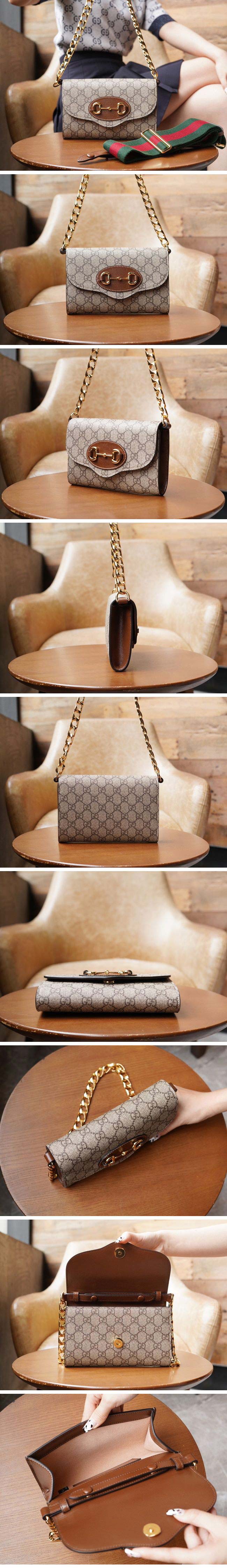 Gucci グッチ Horsebit 1955 Mini Bag 724713 ホースビット 1955 ミニバッグ GG ベージュ/エボニー