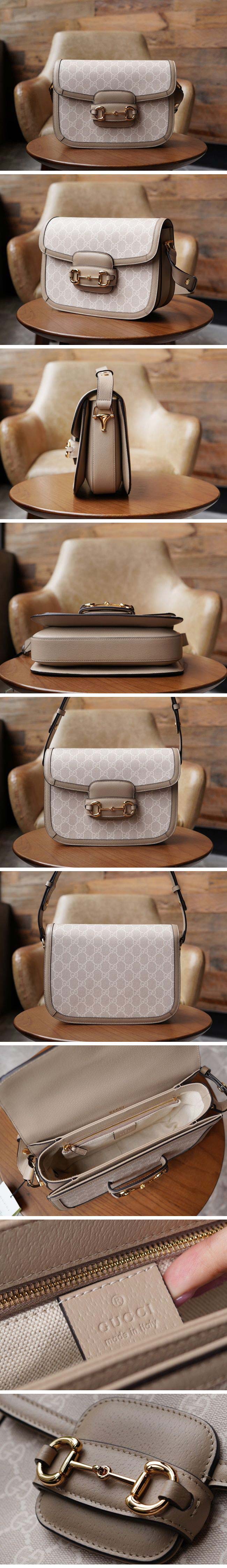 Gucci グッチ Horsebit 1955 Shoulder Bag ホースビット 1955 ショルダーバッグ GGスプリーム ベージュ＆ホワイト