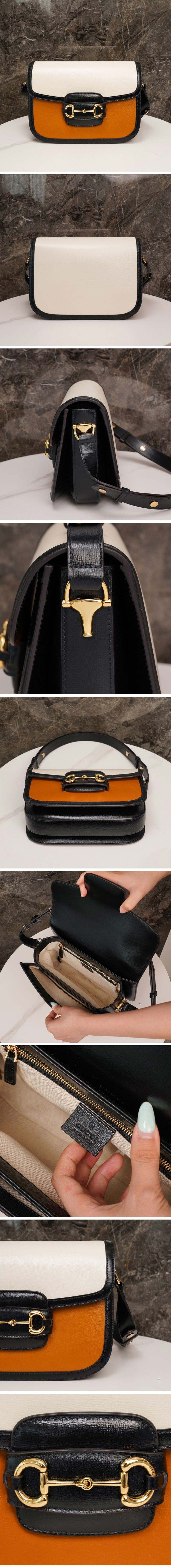 Gucci グッチ Horsebit 1955 Shoulder Bag ホースビット 1955 ショルダーバッグ オレンジ＆ホワイト