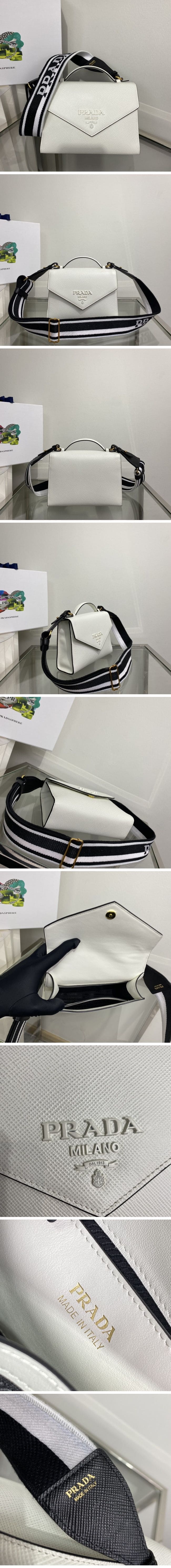 Prada Monochrome Saffiano leather bag プラダ モノクローム サフィアーノxレザー バッグ ホワイト