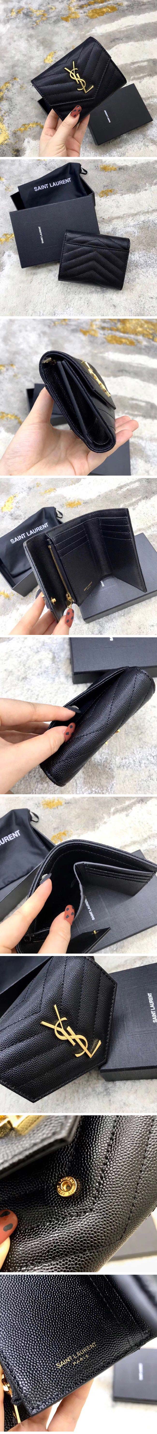 Saint Laurent Monogram Small Wallet サンローラン モノグラム スモール ウォレット ブラック&ゴールド