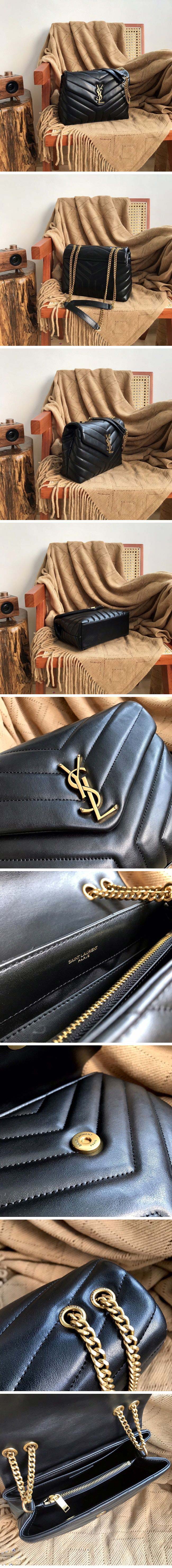 Saint Laurent Lou Lou Medium Shoulder Bag サンローラン ルル ミディアム ショルダーバッグ ブラック&ゴールド