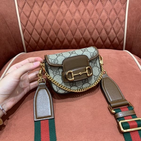 Gucci グッチ Horsebit 1955 ホースビット ストラップウォレット 699760 ベージュ＆エボニー