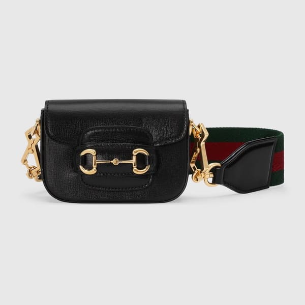 Gucci グッチ Horsebit 1955 ホースビット ストラップウォレット 699760 レザーブラック