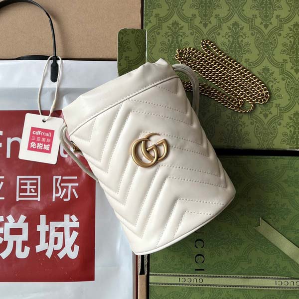 Gucci グッチ GG Marmont Mini Backet Bag GGマーモント ミニ バケットバッグ ホワイト