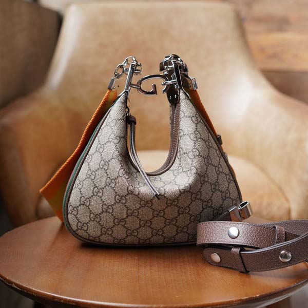 Gucci グッチ Attache GG Supreme Small Shoulder Bag アタッシェ スモールショルダー GGスプリーム ベージュ＆エボニー