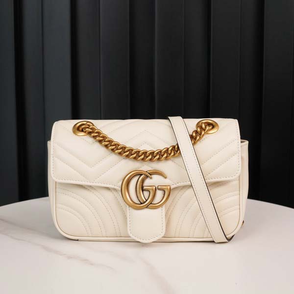 Gucci グッチ GG Marmont Quilted mini bag 446744 マーモント キルティング ミニバッグ ホワイト