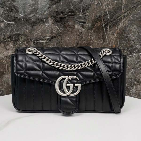 Gucci グッチ GG Marmont Quilted Small bag 443497 マーモント キルティング スモールバッグ ブラック