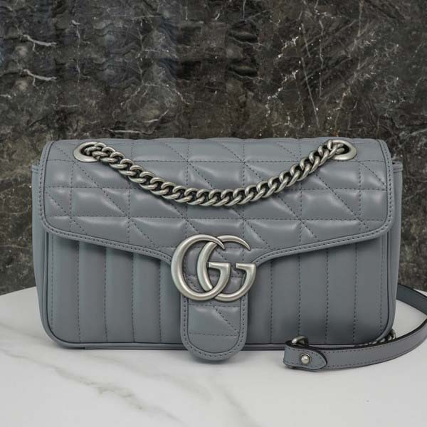 Gucci グッチ GG Marmont Quilted Small bag 443497 マーモント キルティング スモールバッグ グレー