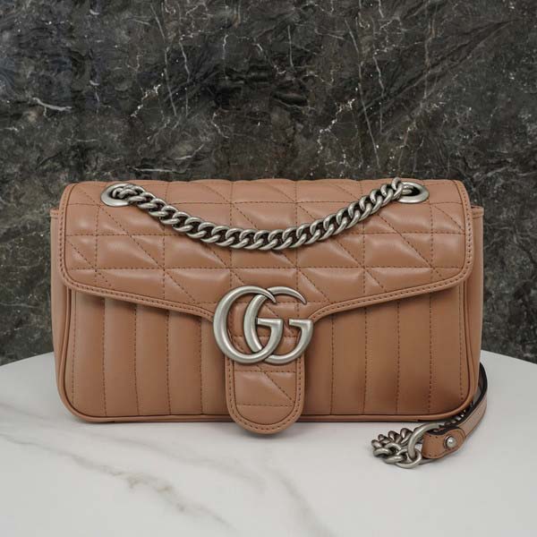 Gucci グッチ GG Marmont Quilted Small bag 443497 マーモント キルティング スモールバッグ ローズベージュ