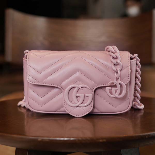 Gucci グッチ GG Marmont Quilted Belt bag 443497 マーモント キルティング ベルトバッグ ライトピンク