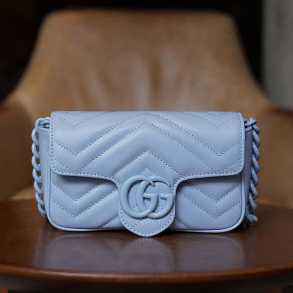 Gucci グッチ GG Marmont Quilted Belt bag 443497 マーモント キルティング ベルトバッグ ライトブルー