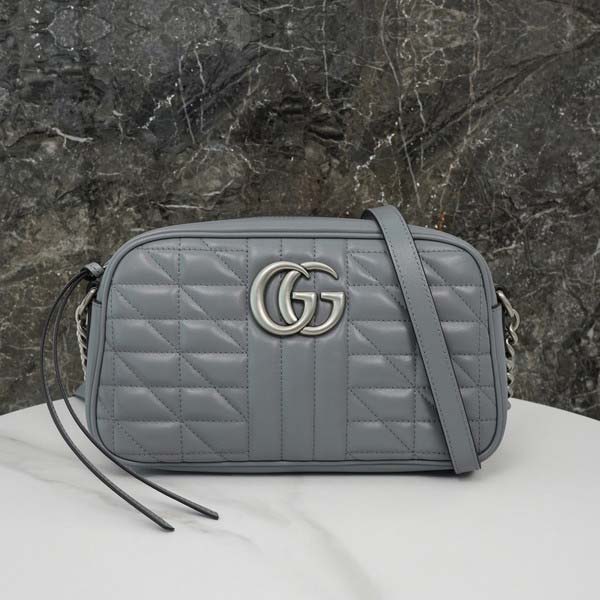 Gucci グッチ GG Marmont Quilted Small Shoulder Bag 447632 マーモント キルティング スモール ショルダーバッグ グレー