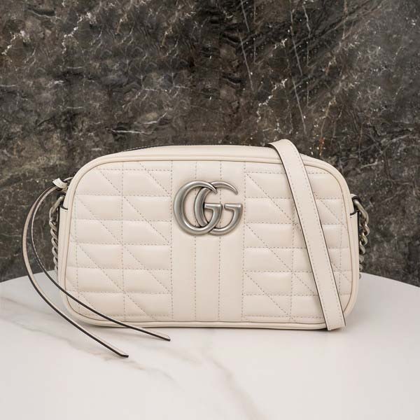 Gucci グッチ GG Marmont Quilted Small Shoulder Bag 447632 マーモント キルティング スモール ショルダーバッグ ホワイト