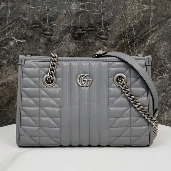 Gucci グッチ GG Marmont Quilted Small Tote Bag 681483 マーモント キルティング スモール トートバッグ グレー