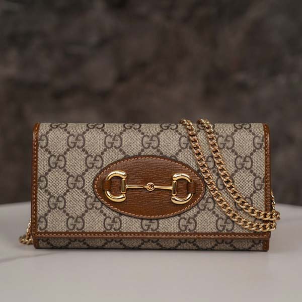 Gucci グッチ Horsebit GG Supreme Chain Wallet 621892 ホースビット チェーンウォレット GGスプリーム/ブラウン