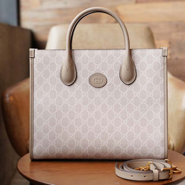 Gucci グッチ GG Small Tote Bag 659983 スモールトートバッグ GGスプリーム ベージュ/ホワイト