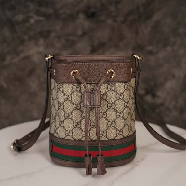 Gucci グッチ Ophidia GG Mini Bucket Bag 550620 オフィディア ミニ バケットバッグ GG ベージュ/エボニー