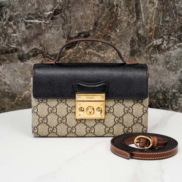 Gucci グッチ GG Padlock Mini Shoulder Bag パドロック ミニショルダーバッグ GG ベージュ/ブラック