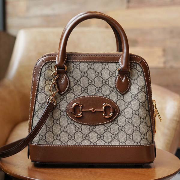 Gucci グッチ Horsebit 1955 Small Top Handle Bag 621220 ホースビット 1955 スモール トップハンドルバッグ GG ベージュ/エボニー