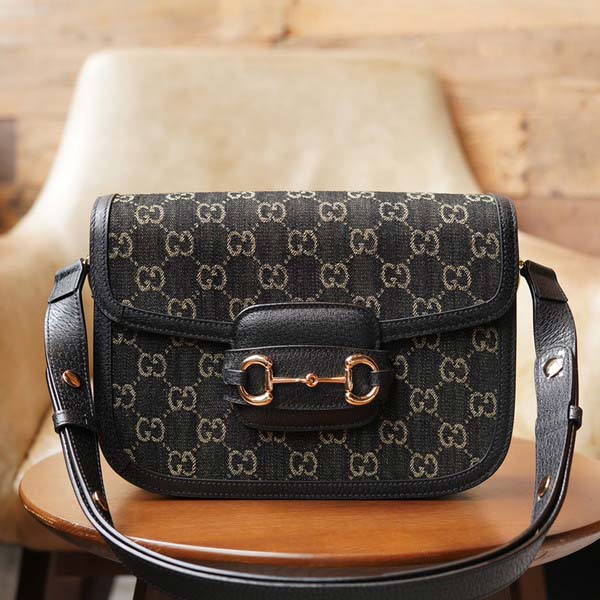 Gucci グッチ Horsebit 1955 Shoulder Bag ホースビット 1955 ショルダーバッグ GGスプリーム ブラック