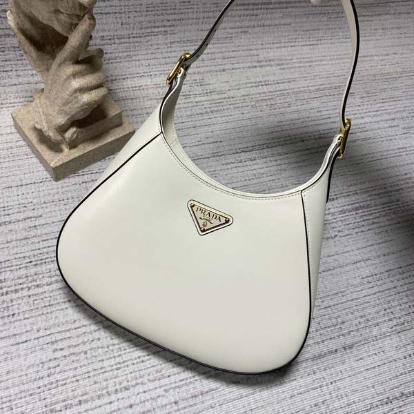 Prada プラダ Cleo White Leather Shoulder Bag 1BC179 クレオ ホワイトレザー ショルダーバッグ