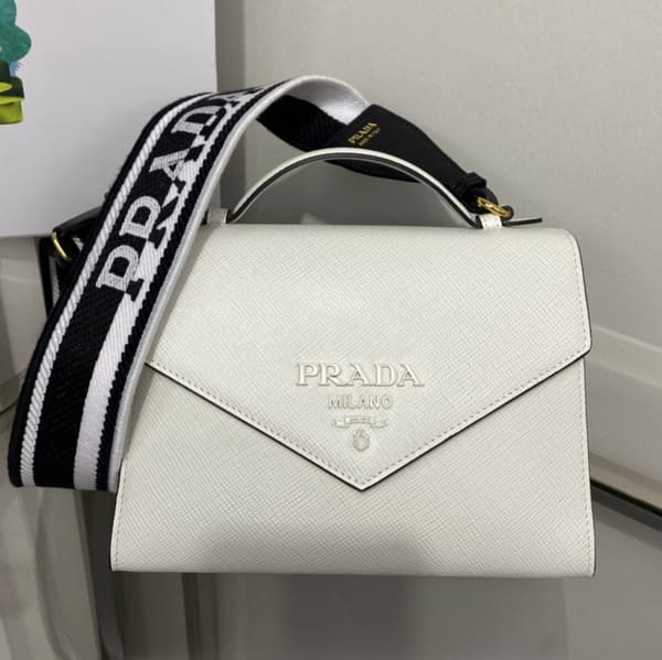 Prada Monochrome Saffiano leather bag プラダ モノクローム サフィアーノxレザー バッグ ホワイト