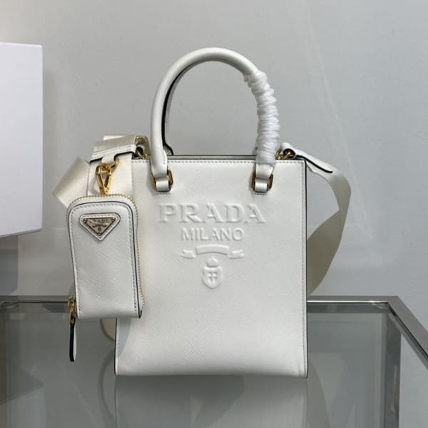 Prada Prada Small Saffiano leather handbag プラダ スモール サフィアーノレザー ハンドバッグ ホワイト