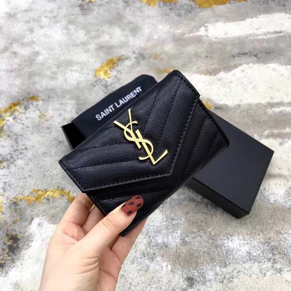 Saint Laurent Monogram Medium Wallet サンローラン モノグラム ミディアム ウォレット ブラック&ゴールド