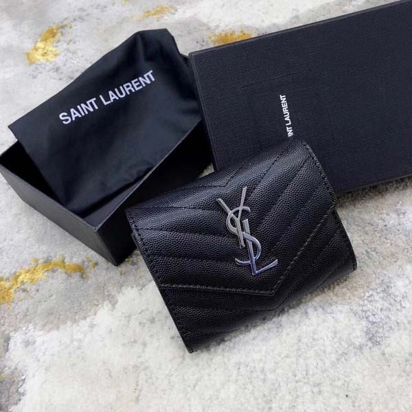 Saint Laurent Monogram Small Wallet サンローラン モノグラム スモール ウォレット ブラック&シルバー